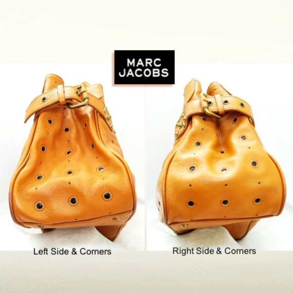 Marc Jacobs Orange Brown Genuine Leather Large Satchel Handbag Perforate… - Picture 8 of 11